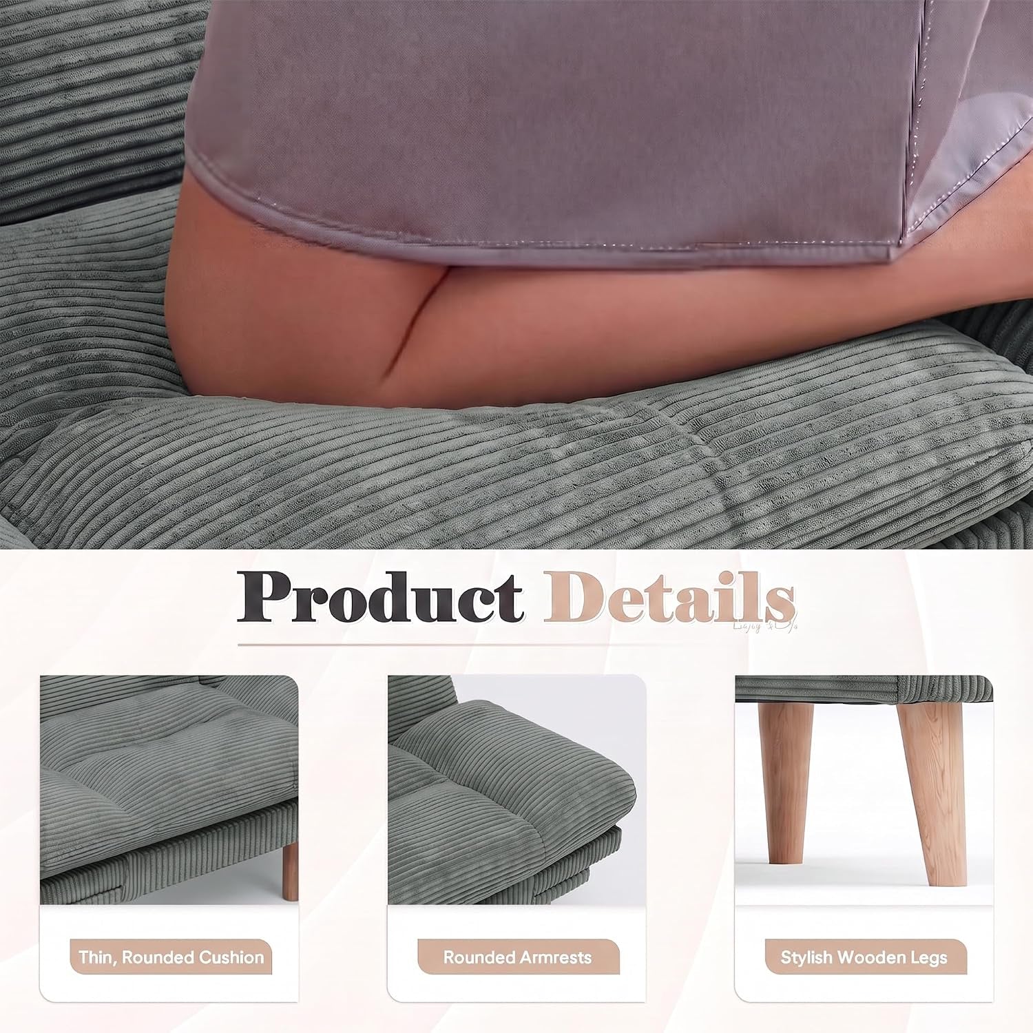 67-convertible-futon-sofa-bed-modern-corduroy-loveseat-dove-grey