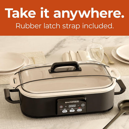 Magnifique 4 Quart Casserole Digital Slow Cooker, Premium Ceramic Bakeware for Oven, Dishwasher Safe Baking Dish,Black5