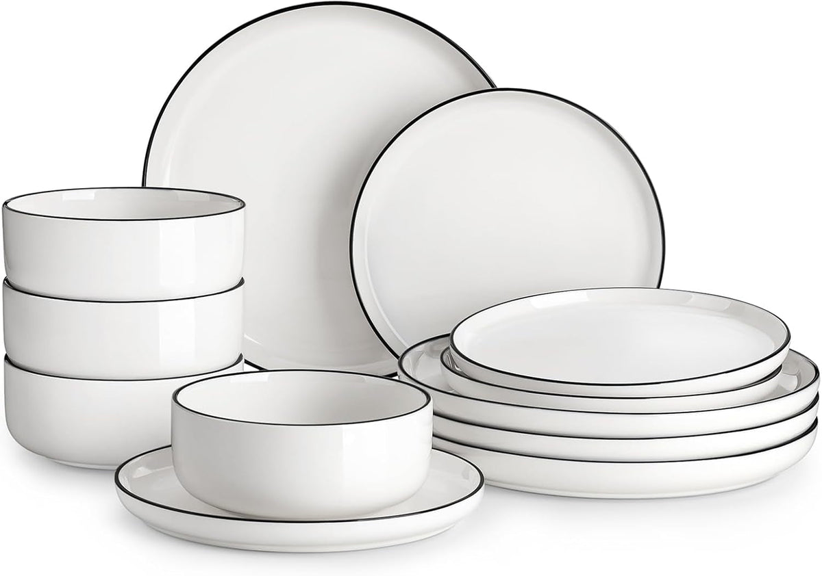plates-and-bowls-sets-12-pieces-modern-porcelain-dinnerware-set-for-4-white-kitchen-dinner-dining-ware-set-wtih-black-rim-ceramic-dishware-dishes-microwave-and-dishwasher-safe-series-luna