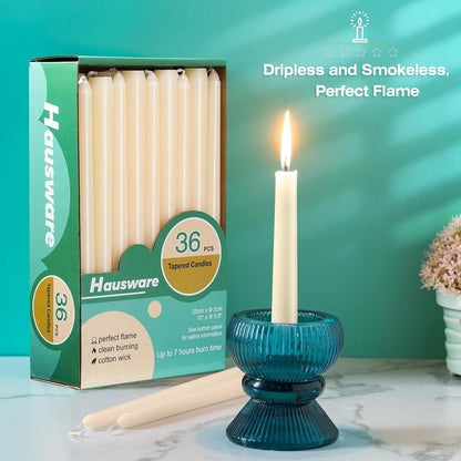 36 Pack Taper Candles, 8 Hour Burn Time,Unscented Dripless and Smokeless, 10 Inch Elegant Premium Quality Dinner Candle for Home Décor, Restaurant, Wedding, Party Candlesticks (Ivory)2