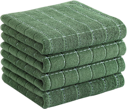 100% Cotton Terry Kitchen Towels, 4 Pack, Grass Green1
