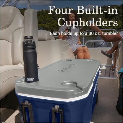 Coleman Classic Series Insulated Portable Rolling Cooler with Wheels, Leak-Resistant Outdoor Hard Cooler Keeps Ice up to 5 Days5
