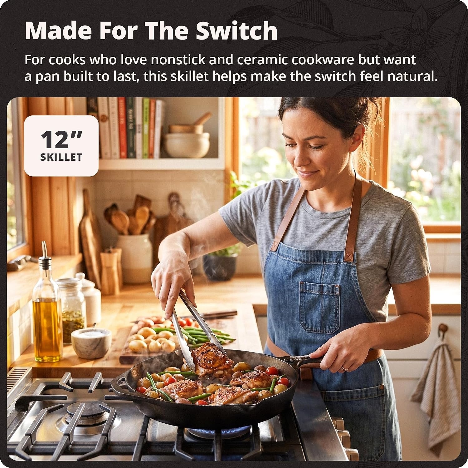 12-cast-iron-skillet-smooth-surface-nonstick-like-release-polished-precision-milled-100-organic-flaxseed-oil-no-synthetic-coating-oven-grill-induction-ready-pre-seasoned