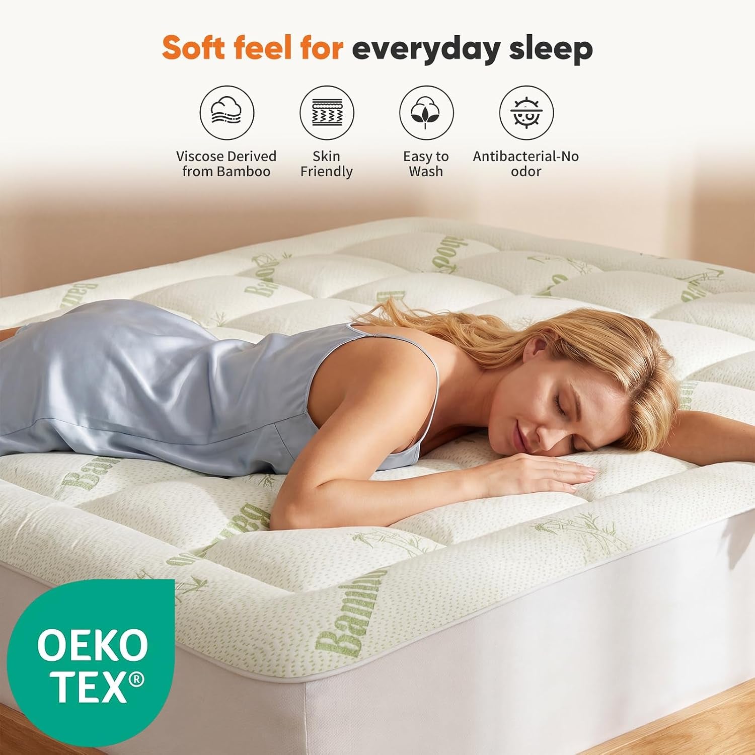 ultra-soft-full-size-mattress-topper-viscose-made-from-bamboo-pillow-top-mattress-pad-for-comfort-support-naturally-cooling-for-hot-sleepers-green-ultra-soft-mattress-pad-stretchable-pockets-fits-6-18-mattress-breathable-cooling-topper-for-back-pain-relief-green