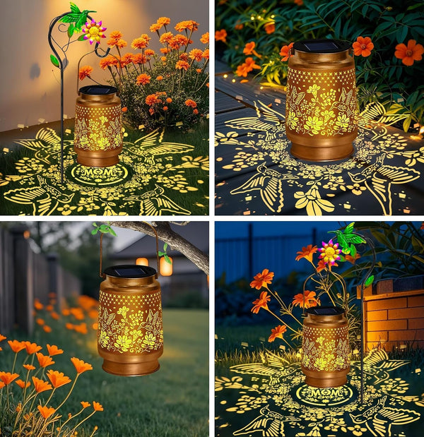Solar Garden Lights Outdoor Decor, Hummingbird Lantern with Shepherd Hook6