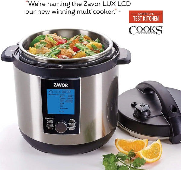 LUX LCD 6 Quart Programmable Electric Multi-Cooker: Pressure Cooker, Slow Cooker, Rice Cooker, Yogurt Maker, Steamer and More - Stainless Steel (ZSELL02)2