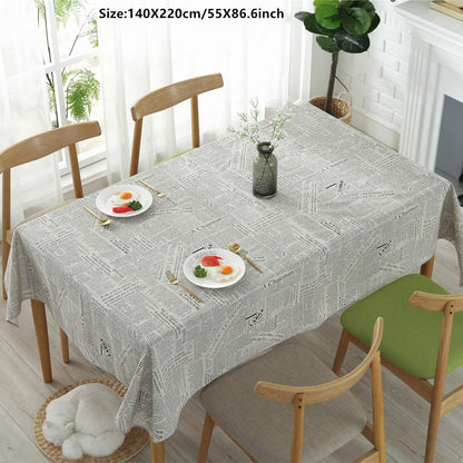 Newspaper Tablecloth with 55 X 86.6 Inch, Cotton Linen Newspaper Printed Tablecover, Rectangle Washable Morden Style Newspaper Table Cover for Dinner, Party, Picnic, Home Decor-Coffee7