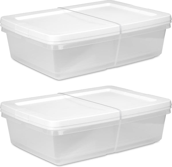 28 Quart Clear Storage Bins, 4-Pack Stackable under Bed Container4