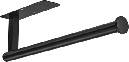 Paper Towel Holder under Cabinet No Drilling, Self Adhesive Paper Towel Holder Wall Mount for Kitchen Rack, under Counter Napin Holder No Drill, 304 Stainless Steel Matte Black1