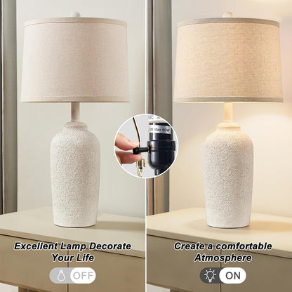 Farmhouse Table Lamp for Living Room, Stone-Like Bedside Lamp for Bedroom4