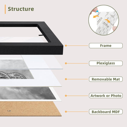 4X6 Picture Frame Set of 10, Wall or Tabletop Display, Black4
