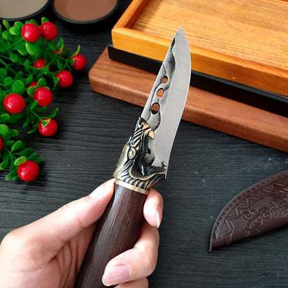 Meat Cleaver, 4.3 INCH Forged Knives 5Cr15Mov Stainless Steel Butcher Boning Kitchen Chef Knife Fishing Fruit Portable Knife with Cover5