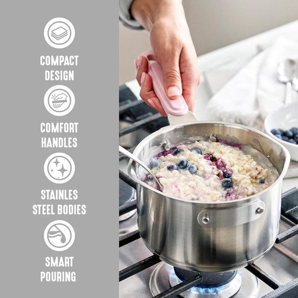 BK Twisting by  Stainless Steel 6 Piece Locking Lid Cookware Set, Built in Strainer, Induction Pots & Pans, Drip-Free Pour Spouts, Silicone Handles, Saucepan, Stock Pot, Dishwasher Safe9