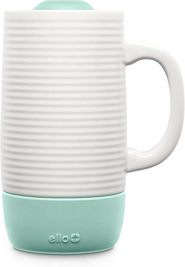 Jane 18Oz Ceramic Travel Mug with Handle, Splash-Resistant Slider Lid and Built-In Coaster, Perfect for Coffee and Tea, BPA Free, Dishwasher Safe, Holiday Gift Her Him, Yucca | Splash-Resistant Ceramic Coffee Tumbler with Handle and Silicone Base. Bpa-Free, Great for Hot Drinks, Tea, and Gifting.1