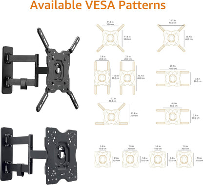Full Motion Articulating TV Wall Mount, with Swivel and Tilt, for 26" to 55" Tvs and Flat Panels up to 80 Lbs, VESA Compatible, Single Stud, Black5