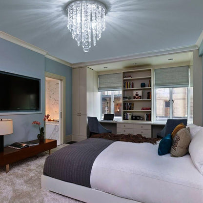 Mini Chandelier, Crystal Chandelier Lighting, 2 Lights, Flush Mount Ceiling Light, H10.4'' X W8.66'' Modern Chandelier Lighting Fixture for Bedroom, Hallway, Bar, Kitchen, Bathroom5