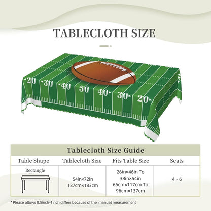 Football Tablecloth Football Field Polyester Rectangle Table Cloth Washable Seasonal Tabletop for Kitchen Dinning Party Outdoor Picnic 54 X 72 Inch Tablecloths3
