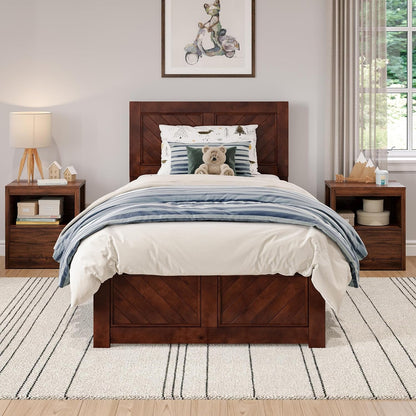 , Canyon Twin Platform Bed with Matching Footboard, Walnut3