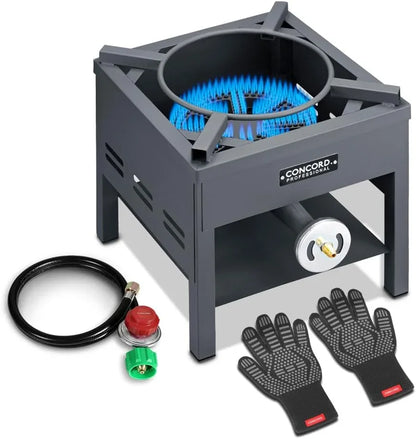Professional Single Banjo Wok Burner with Stand. Drop in Wok Edition. up to 270,000 BTU. Great for Home Brewing, Wok Stir Fry, Turkey, Etc. (16")1