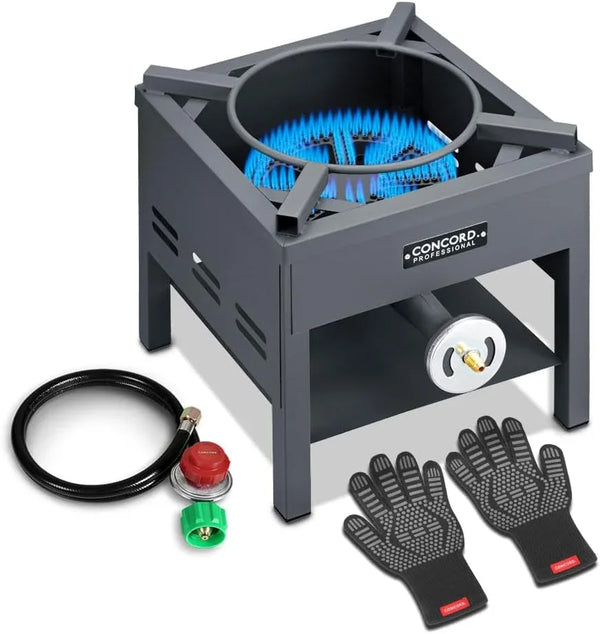 Professional Single Banjo Wok Burner with Stand. Drop in Wok Edition. up to 270,000 BTU. Great for Home Brewing, Wok Stir Fry, Turkey, Etc. (16")1