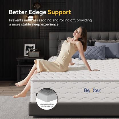 14 Inch King Size Mattress, Luxury Cooling Hybrid Mattress with Ice Silk Cover & Gel Memory Foam, 7-Zone Support, Extra Firm Bed for Couples, Strong Edge Support, No Sagging & Motion Isolation5
