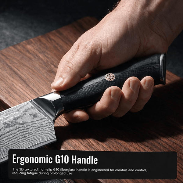 8-Inch Damascus Chef Knife, 67-Layer High Carbon Stainless Steel Kitchen Knife with Ergonomic G10 Handle, Protective Sheath & Gift Box for Home and Professional Use4