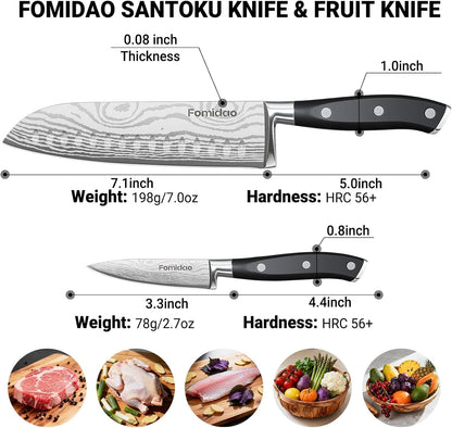 Santoku Knife 7 Inch, Razor Sharp Santoku Knife Set, High Carbon Steel Japanese Chef Knife, Professional Kitchen Knife Set with Full Tang Handle Design for Home Kitchen Coooking5