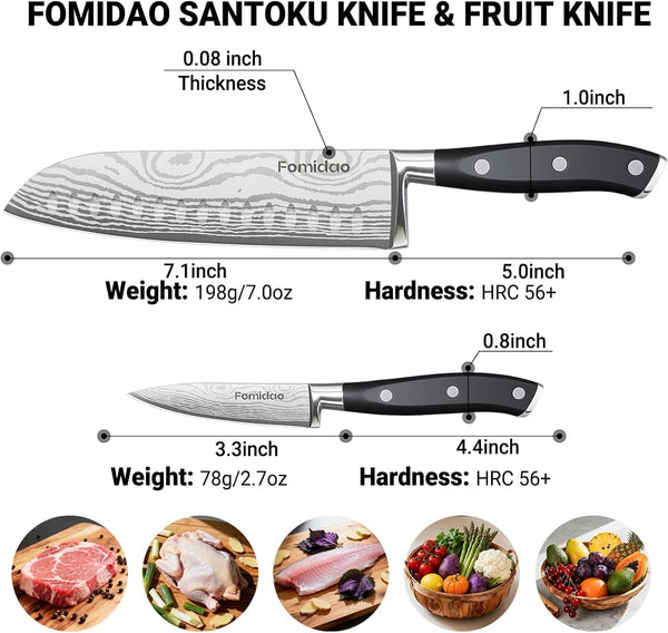 Santoku Knife 7 Inch, Razor Sharp Santoku Knife Set, High Carbon Steel Japanese Chef Knife, Professional Kitchen Knife Set with Full Tang Handle Design for Home Kitchen Coooking5