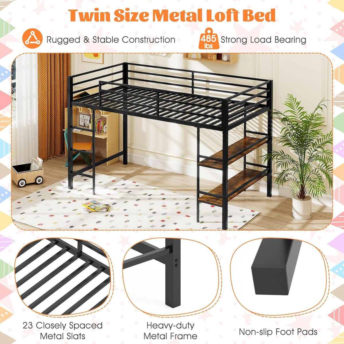 low-loft-bed-twin-size-heavy-duty-metal-frame-w-storage-shelves-ladder-full-length-guardrails-ample-under-bed-space-kids-loft-bed-with-stairs-for-boys-girls-junior-no-box-spring-needed