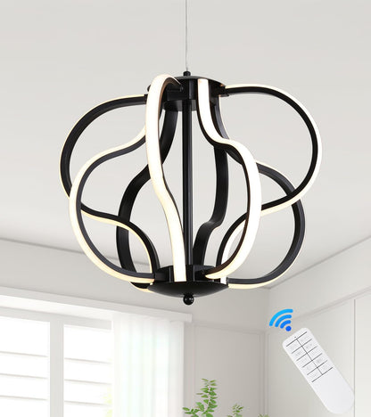 Modern Black LED Chandelier Ceiling Light Fixture, 8 Lights Hanging Pendant Lights for Dining Room Foyer Entryway Kitchen Living Room.1