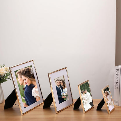 4X6'' Bamboo Detail Dark Gold Metal Picture Frame 2Pack,Elegant Gold Plated Baby Nurse Photo Frames 4X6'' with Soft Touch Velvet Backing for Desktop and Wall Décor7