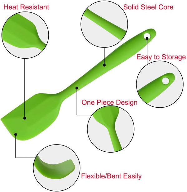 Silicone Spatulas, 11 Inch Rubber Spatula Heat Resistant Seamless One Piece Design Non-Stick Flexible Scrapers Baking Mixing Tool (4 Piece)5