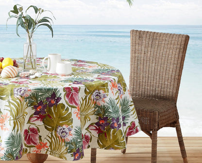 Kona Tropical Floral 70 Inch round Flannel Backed Tablecloth5