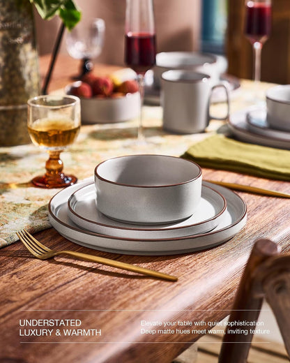 Nebula Ridge 24-Piece Dinnerware Set with Pasta Bowls, Light Gray4