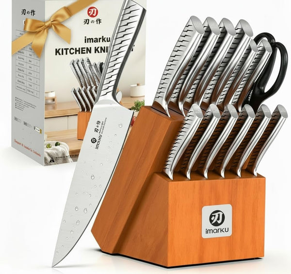 14-Piece Knife Set. Pro Power, Home Ease | Self-Sharpening Builds Skill. Razor-Sharp High Carbon Steel. Grip Boosts Confidence. Steady, Non-Slip Prep.1