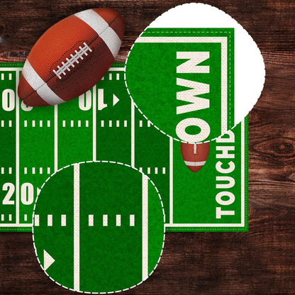 Linen Football Court Table Runner American Touch down Boy Sport Birthday Party Decoration Farmhouse Home Dining Room Kitchen Table Decor (13" X 72")4