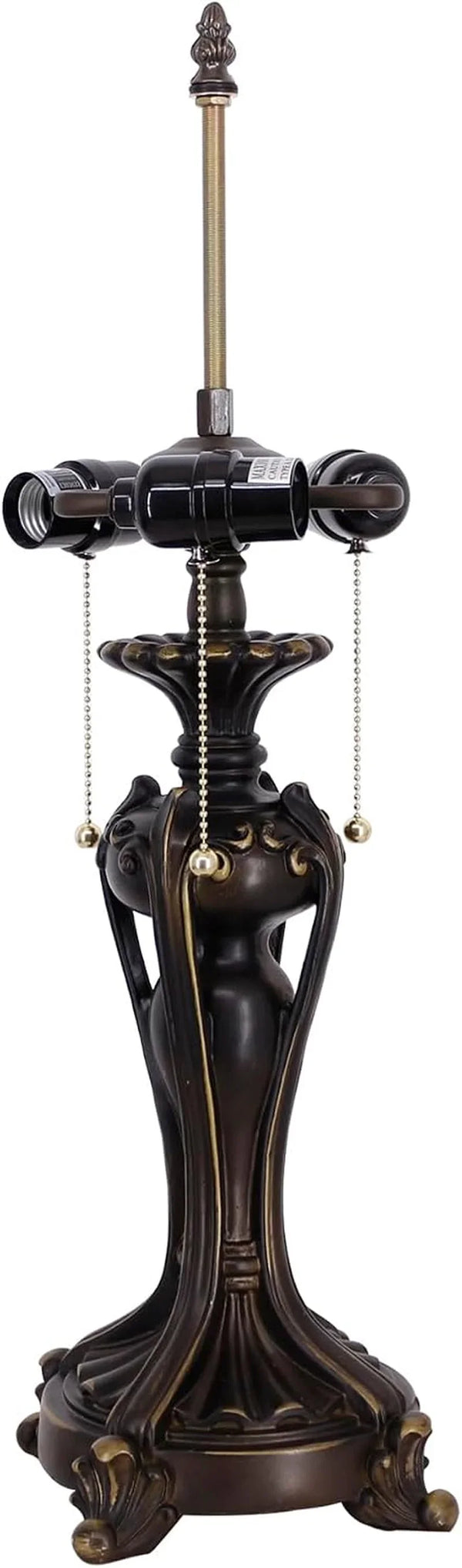 Table Lamp Base Replacement Only (L (W 8 H 24 Inch)) | Fit for 12, 14, 16, 18 Inch Tiffany Style Stained Glass Lampshade, Dark Bronze Finish, Resin, Pull Chain Switch1