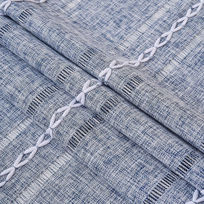 Blue Farmhouse Striped Oval Tablecloth, 55×70 Inch Linen Style Table Cloth7