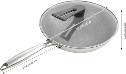 Stainless Steel Honeycomb Wok Pan, Flat Bottom Stir Fry Pan for Induction, Gas3