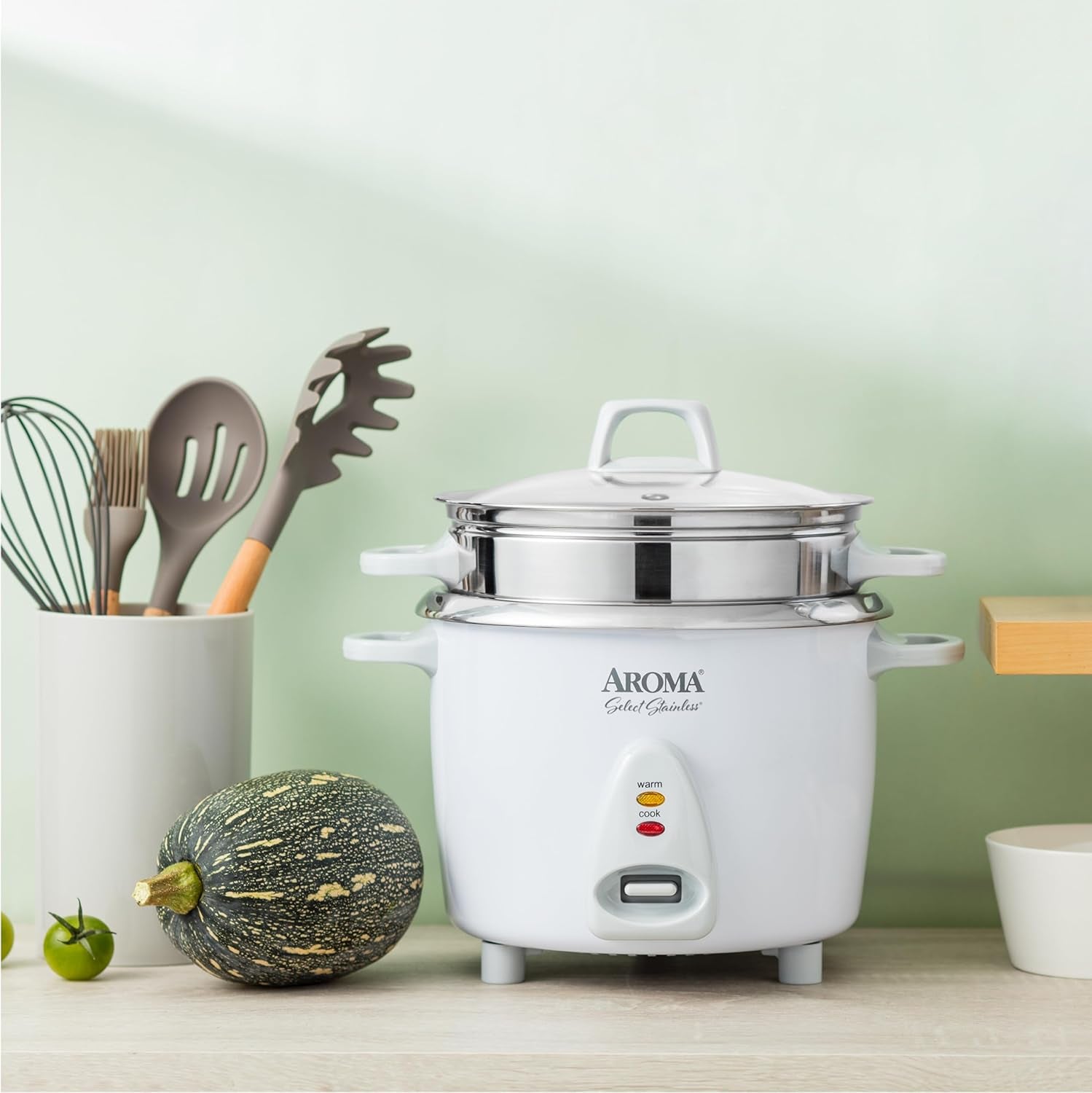 housewares-14-cup-cooked-3qt-select-stainless-pot-style-rice-cooker-food-steamer-one-touch-operation-automatic-keep-warm-mode-white-arc-757-1sg