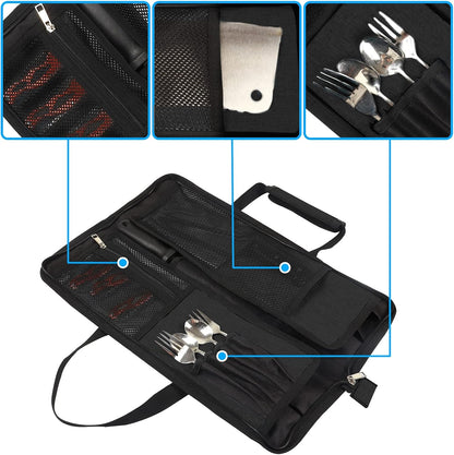 Chef’S Knife Roll Bag, Heavy Duty Oxford Chef Knife Bag, Portable 13 Slots Chef Knife Case, Multi-Function Cutlery Knives Pouch Holder Knife Wrap Wallet Tool Roll4