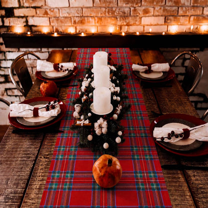 6 Pcs Red Christmas Tartan Plaid Table Runner 13 X 725