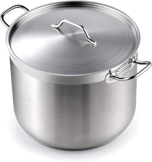 Professional Stainless Steel Stock Pot, Heavy Duty Induction Soup Pot with Lid, Large Pot for Cooking Pasta, Soup, Oven Safe, Dishwasher Safe, Compatible with Most Stovetops, 30-Quart1