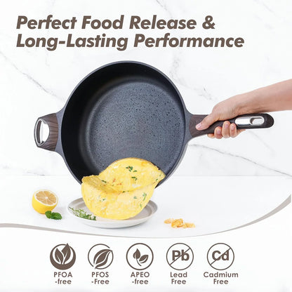 Nonstick Frying Pan Skillet with Lid, 12 Inch Large Deep Frying Pan, 5 Qt Non Stick Saute Pan with Cover, Induction Pan, Healthy Non Toxic Cooking Pan with Helper Handle, PFOA PFOS Free2