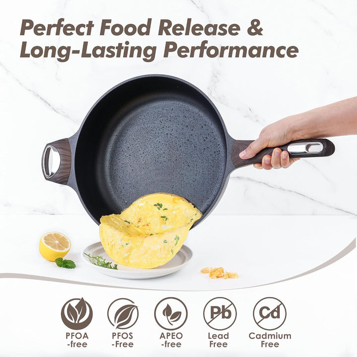Nonstick Frying Pan Skillet with Lid, 13.3 Inch Large Deep Frying Pan, 6 Qt Non Stick Saute Pan with Cover, Induction Pan, Healthy Non Toxic Cooking Pan with Helper Handle, PFOA PFOS Free+2