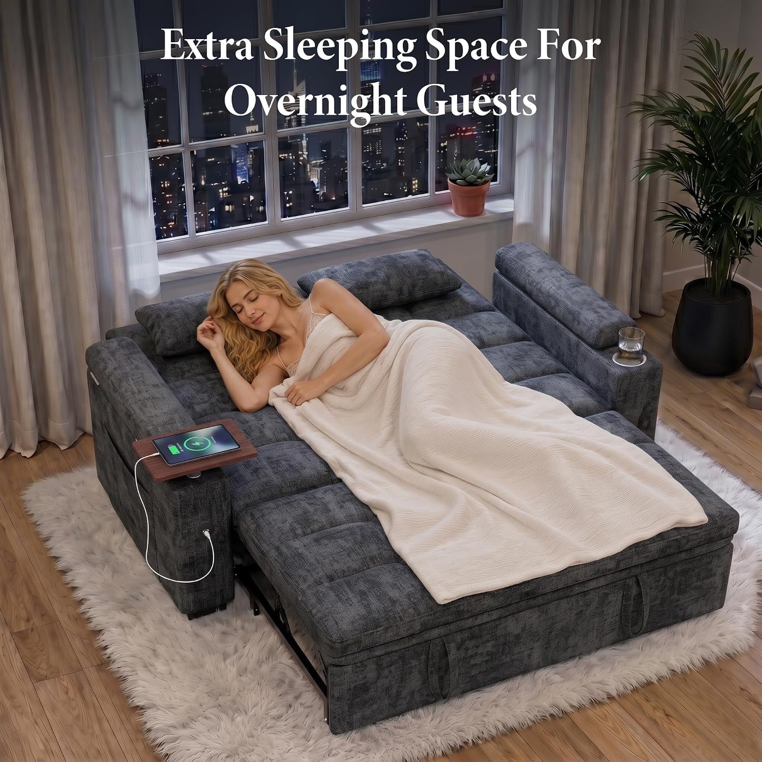 65-convertible-sleeper-sofa-bed-with-swivel-side-table-chenille-pull-out-couch-for-living-room-loveseat-sleeper-couch-with-hidden-storage-space-charging-port-cup-holders-grey