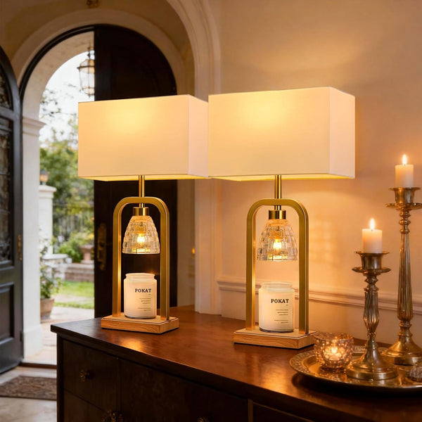 2 in 1 Gold Table Lamp with Candle Warmer, Timer & Dimmer, Modern7