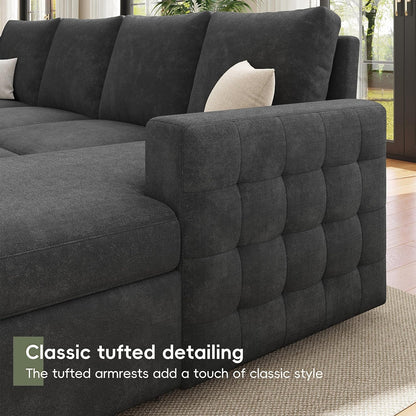 104" Sectional Sleeper Sofa Bed, 7 Seat Pull Out Couch with Storage, Gray9