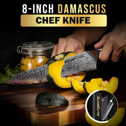 Chef Knife VG10 Damascus Steel G10 Handle with Leather Sheath & Blade Guard2