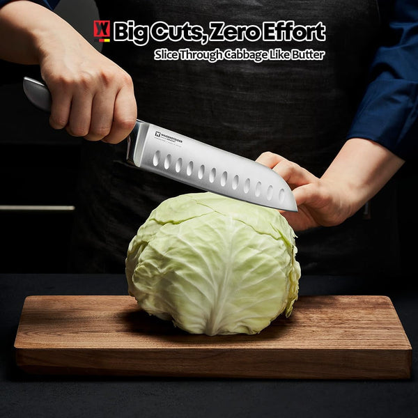 Schmied Santoku Knife, Stainless Steel Kitchen Knife for Chopping & Slicing Vegetables, Meat & Fish, Full Tang Design (Blade Length 6.4 In)2